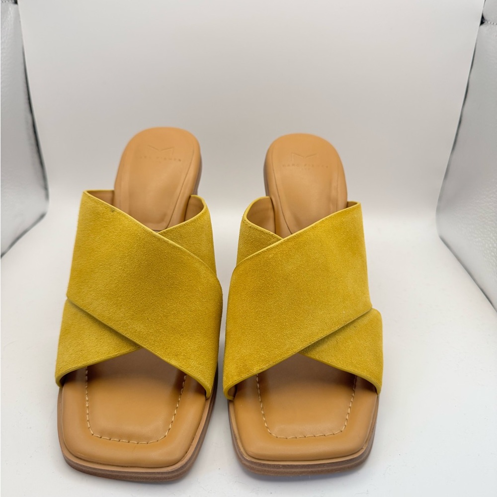 Marc Fisher Yellow Suede Mules